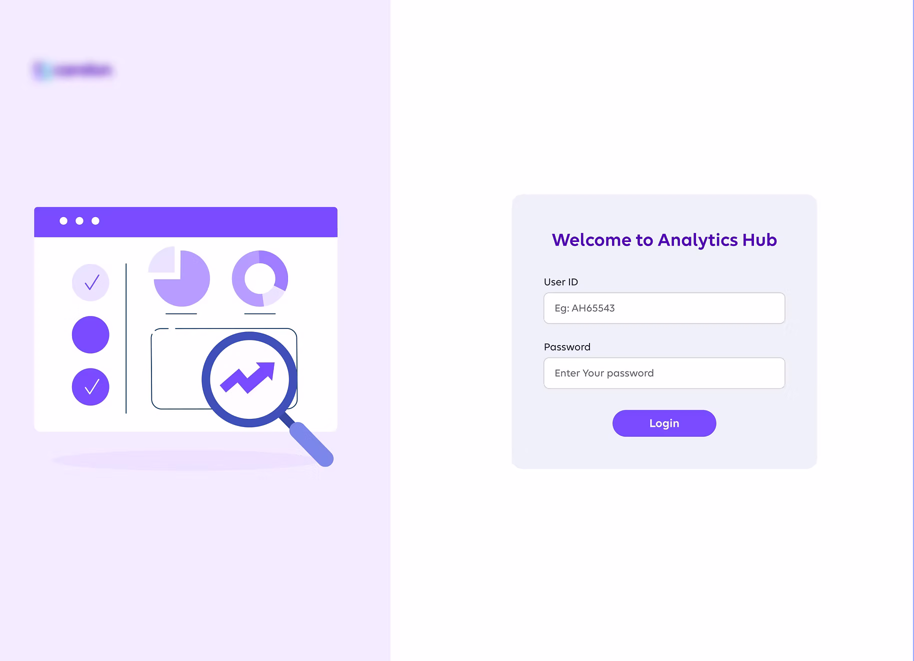 Analytics Hub Login Screen